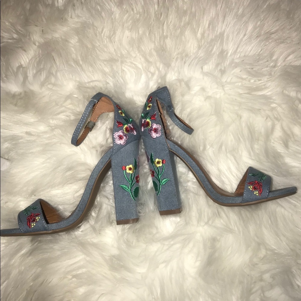 Floral Denim Heels